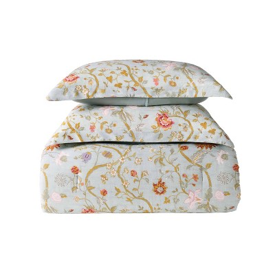 Blue Floral Twin XL Reversible Microfiber Comforter Set