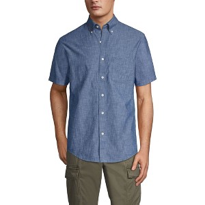 Lands' End Men's Short Sleeve Button Down Chambray Shirt - 1 of 4