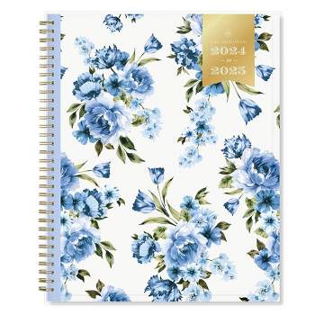 Day Designer 2024-25 Weekly/Monthly Planner 11"x8.5" Wirebound Blue Bouquet