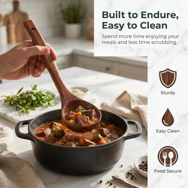 REGALWOVEN Utensilios de Cocina Esenciales de Madera Sólida Color para Cocinar en Casa o Regalo 6 Piezas 3