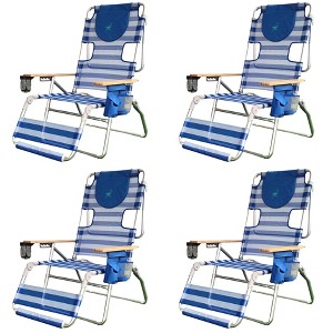 Ostrich 3-N-1 Altitude Outdoor Reclining Patio Beach Lounge Chair, Blue (4 Pack) - 1 of 4