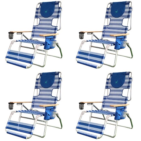 Ostrich 3 N 1 Altitude Outdoor Reclining Patio Beach Lounge Chair Blue 4 Pack Target
