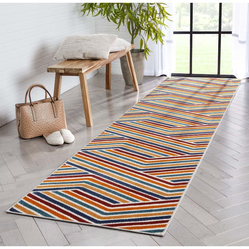 Well Woven Neema Stripes Geometric Indoor OutdoorHigh-Low Pile Area Rug, 3 of 10