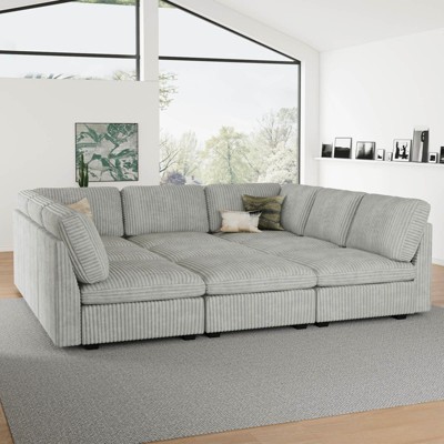 Belffin 9-Seater Sleeper Sectional - Convertible Cloud Couch with Plush Corduroy & All-Module Storage
