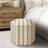 Sapphtopaz Modern Farmhouse Ottoman with Natural-Hued Printed Stripe Upholstered Hexagonal Foot Stool Vanity Stool for Living Room,Bedroom,Natural - 2 of 4