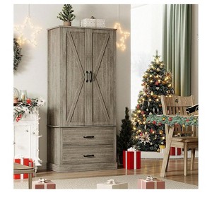 Tall Pantry Cabinet with Doors, Shelves & Microwave Stand for Kitchen, Living Room, Bathroom - 1 of 4