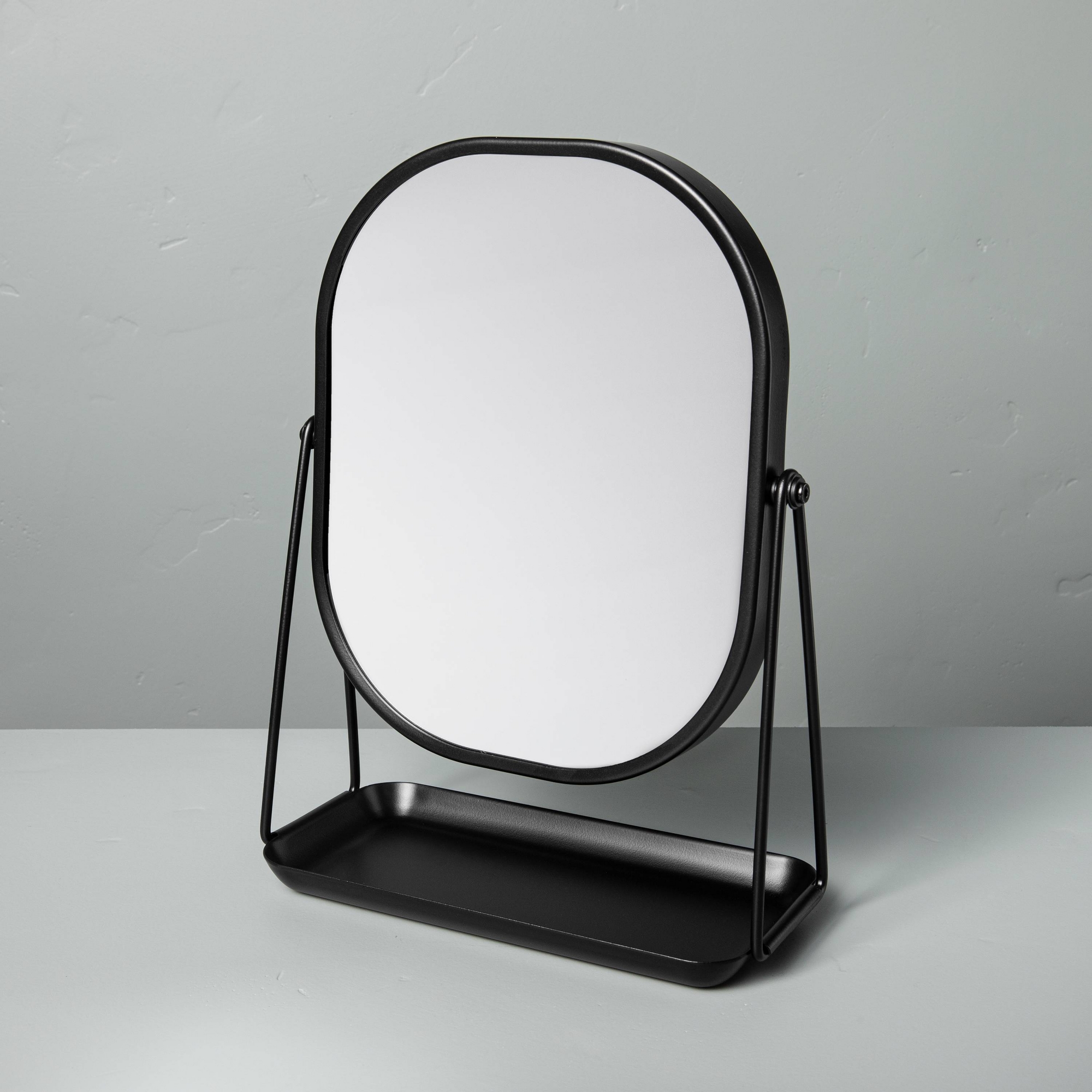 Metal Vanity Flip Mirror with Tray Black - Hearth & Hand™ with Magnolia: Swivel, 2-Sided, Desk/Table Use