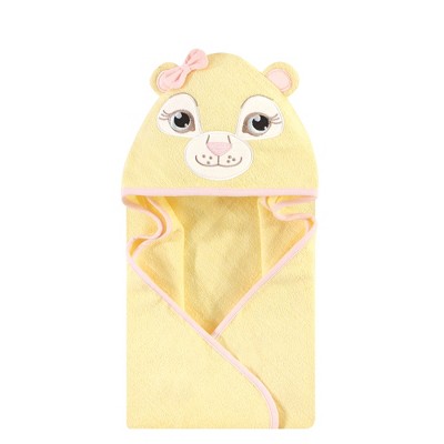 Hudson Baby Infant Girl Cotton Animal Face Hooded Towel, Lion Girl, One Size