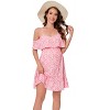 Coolmee Womens Maternity Nursing Dress Off-The-Shoulder V-Neck Spaghetti Strap Ruffle Sleeve Daisy Printed A-Line Tiered Flowy Swing Dresses S Pink - 2 of 4
