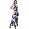 24seven Comfort Apparel Womens Navy Floral Print V Neck Empire Waist Cap Sleeve Maxi Dress - image 2 of 4