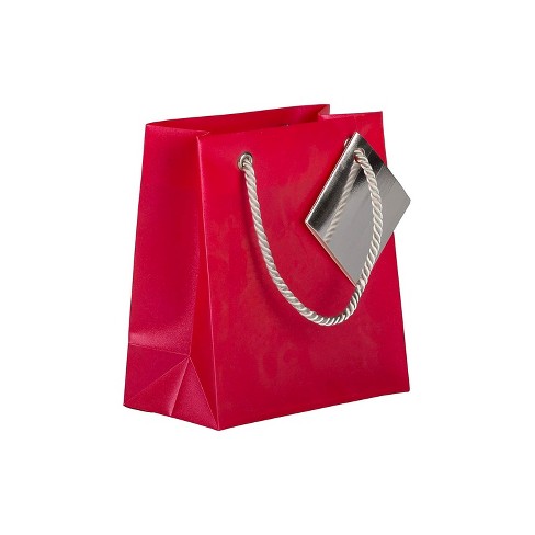 Jam Paper Opaque Shopping Bags Mini 5 3/4 X 5 3/4 X 2 1/2 Red Bulk