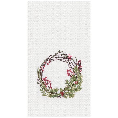 C&F Home Wreath Embroidered Cotton Waffle Weave Kitchen Towel