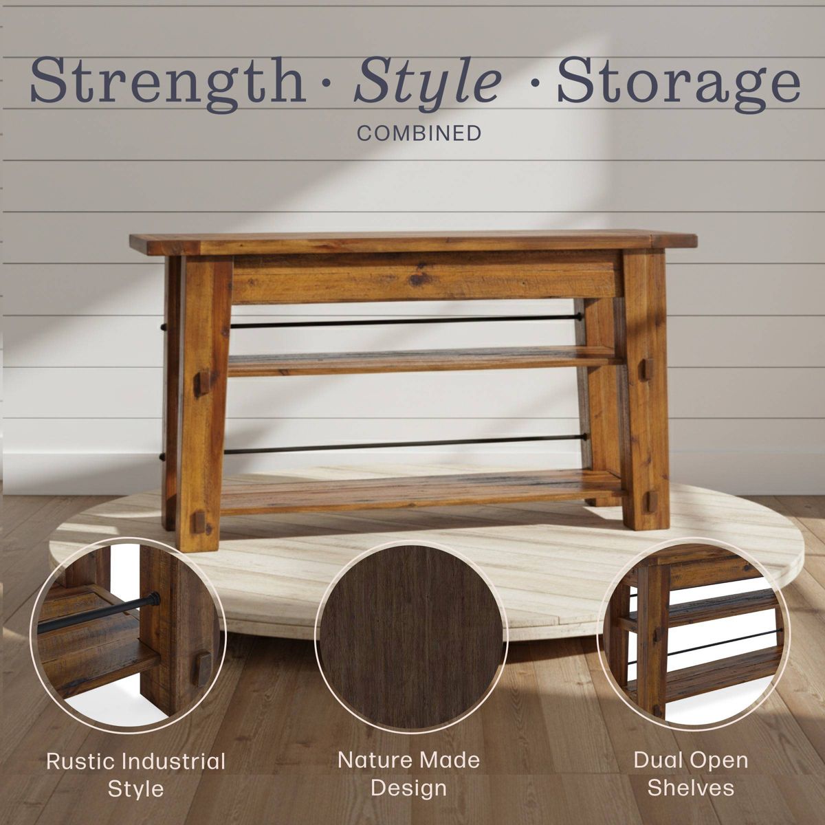 Durango Industrial Wood Console/Media Table: Sofa Table - Alaterre Furniture - thumbnail 7