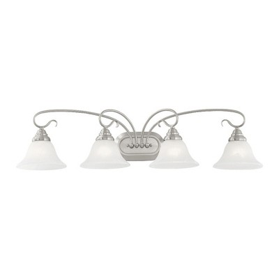 Coronado Brushed Nickel 4-Light Bath Vanity with White Alabaster Glass