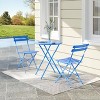 EcoSummer 3-Piece Folding Bistro Set Outdoor Patio Furniture with 2 Chairs and Table for Small Spaces Blue. - 2 of 4
