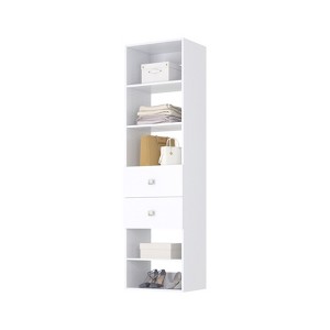 HOMLUX Custom Closet System Clothes Shoes Storage w/2-Flat Drawer & 5-Shelf Tower Unit,White - 1 of 4