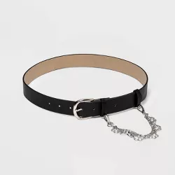 Women's New Polyurethane with Swag Chain Belt - Wild Fable™ Black