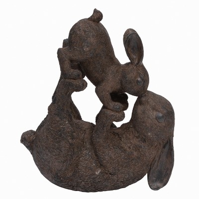 Transpac Resin 11" Grey Spring Bunny Kisses Statuette