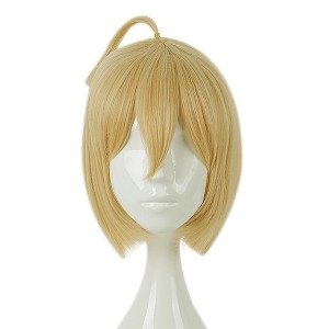 Unique Bargains Women's Wigs 12" Light Yellow with Wig Cap Straight Hair - 1 of 4