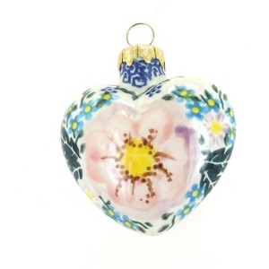 Blue Rose Polish Pottery 479 Vena Heart Ornament - 1 of 1