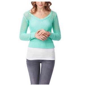 Aeropostale Womens Solid Cable V Neck Knit Sweater - 1 of 1
