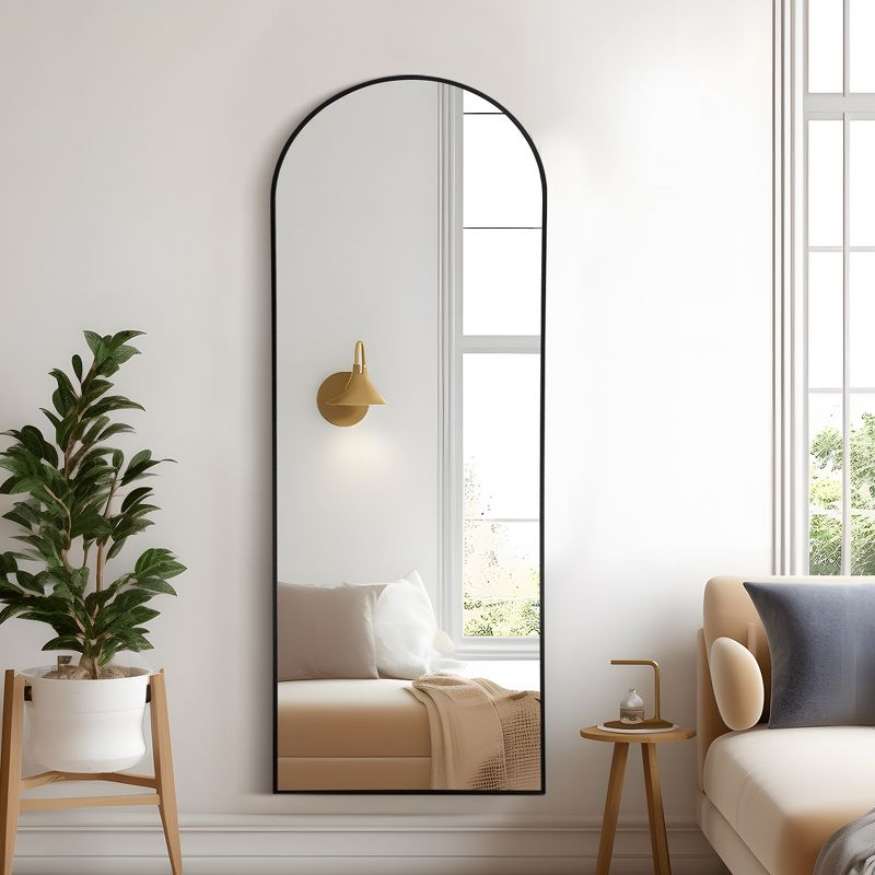 Neutypechic Modern Wood Frame Arched Mirror Decorative Wall Mirror, 1 of 8