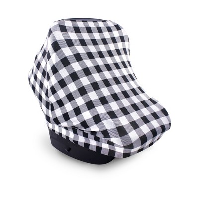Hudson Baby Infant Boy Multi-use Car Seat Canopy, Black Plaid, One Size