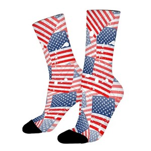 Seamless Usa Flag Women Printed Crew Socks Funny Funky Socks Soft Polyester Novelty Gifts for Artists Men - 1 of 1
