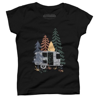 Girl's Design By Humans Camping In Nature By NDTank T-Shirt