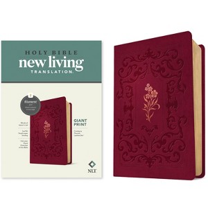 NLT Giant Print Bible, Filament Enabled (Leatherlike, Cranberry Flourish, Red Letter) - Large Print (Leather Bound) - 1 of 1
