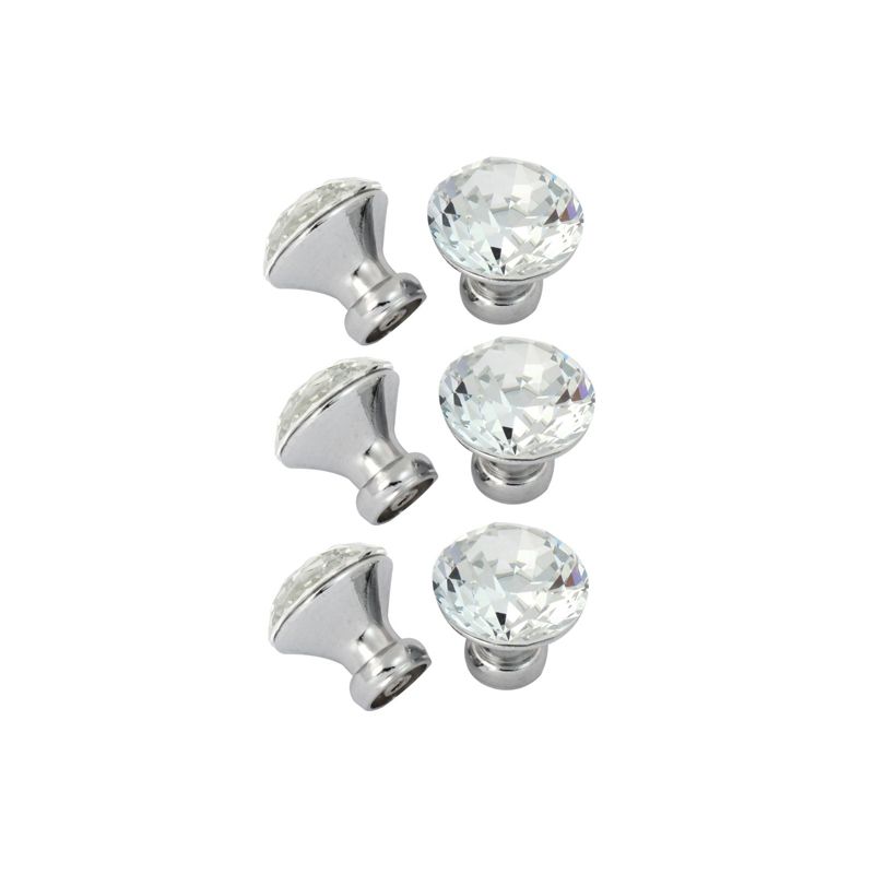 Unique Bargains Clear Sparkle Crystal Cabinet Cupboard Drawer Door Round Pull Knob Handle Silver 1.2"x1.3" 6Pcs, 3 of 5