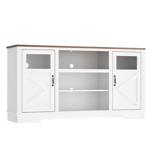 Modern Farmhouse LED TV Stand for TVs Up to 65 Inches - Stylish Entertainment Center with Open Shelves and Storage Cabinets, Ideal TV Console - 1 of 4
