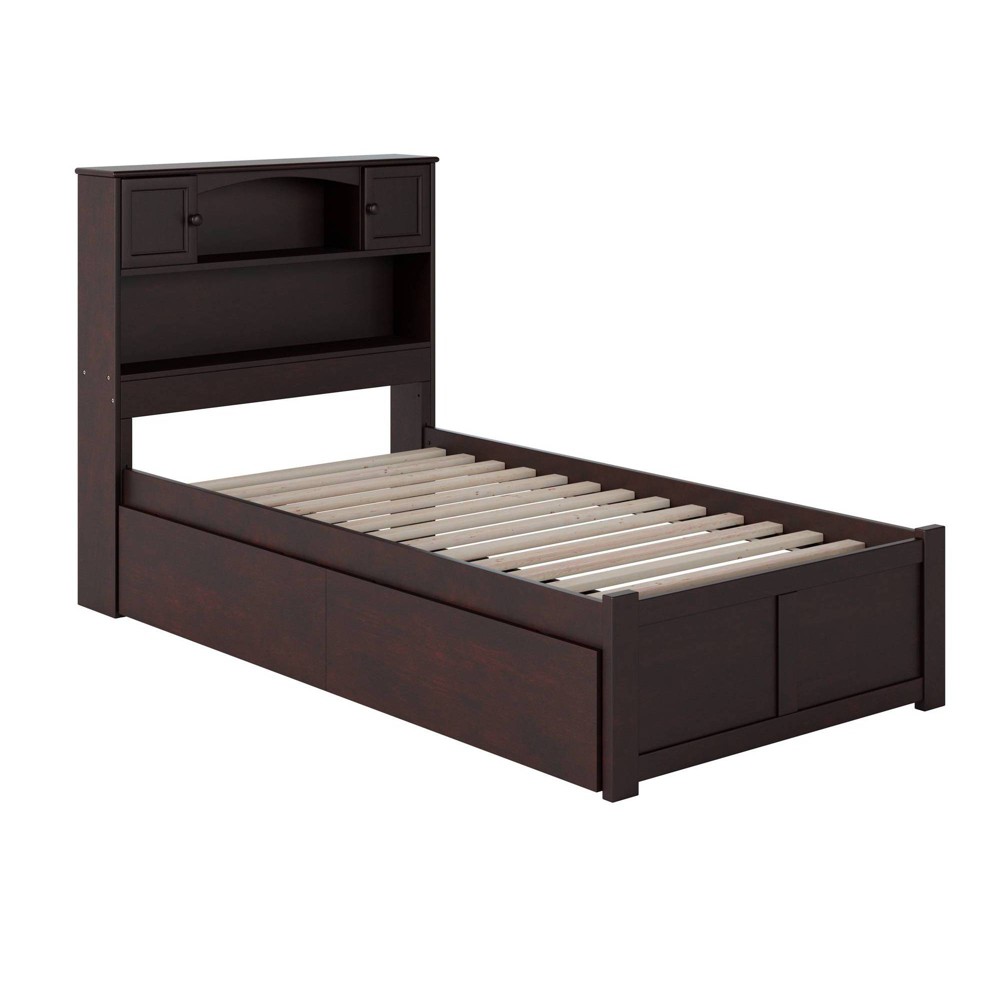 Photos - Bed Frame AFI Twin Newport Bed with 2 Urban Bed Drawers Flat Panel Footboard Espresso  