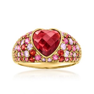 Ross-Simons 2.40 Carat Heart-Shaped Garnet and 2.70 ct. t.w. Multi-Gemstone Ring in 18kt Gold Over Sterling - 1 of 4