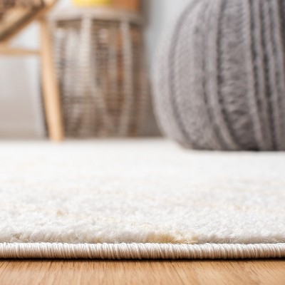 Ivory and Gold Geometric Runner Rug, 2'6" x 8'