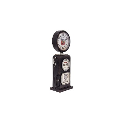 Vintage Black Gas Pump Table Clock with Quartz Movement