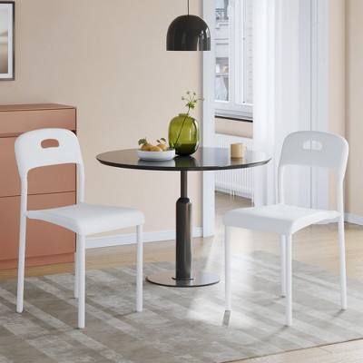 Dining Chairs Set of 4, Stackable Modern Kitchen Chairs, Plastic Dining Room Chair with Metal Legs