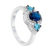 Slickblue Shades of Blue CZ Three Stone Engagement Ring, 1.3Ct, Rhodium & Hematite Plated, Contemporary Style, Size 5-10 - 3 of 3