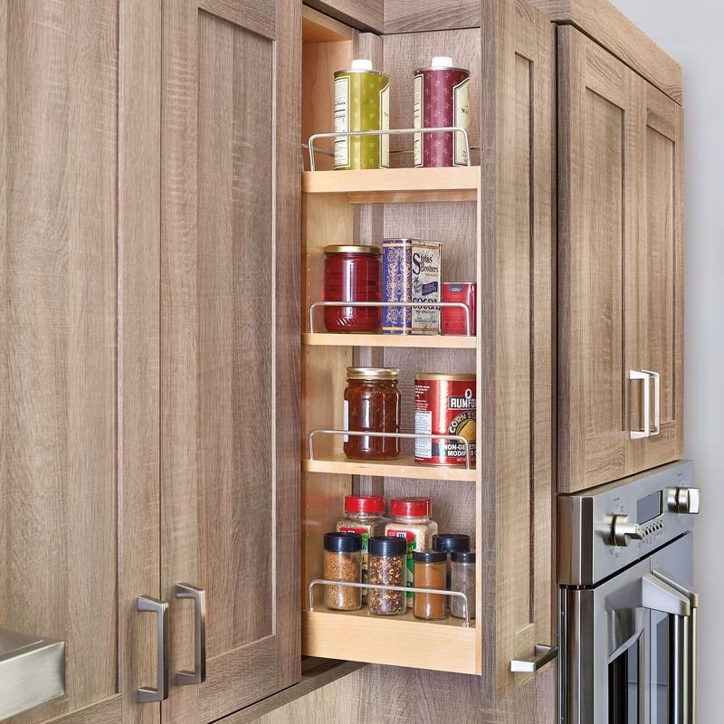 Rev-A-Shelf 448-BBSCWC-9C Wooden Wall Cabinet Pull Out Organizer for Kitchen with Soft Close, Fully Assembled with Hardware Included, Natural Maple, 2 of 7