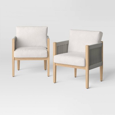 2pc Pasadena Outdoor Patio Chairs, Club Chairs Gray - Threshold&#8482; designed with Studio McGee