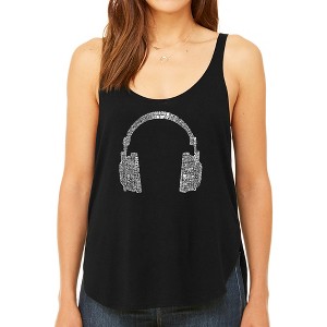 LA Pop Art Women's Premium Word Art Flowy Tank Top - 63 DIFFERENT GENRES OF MUSIC - 1 of 4