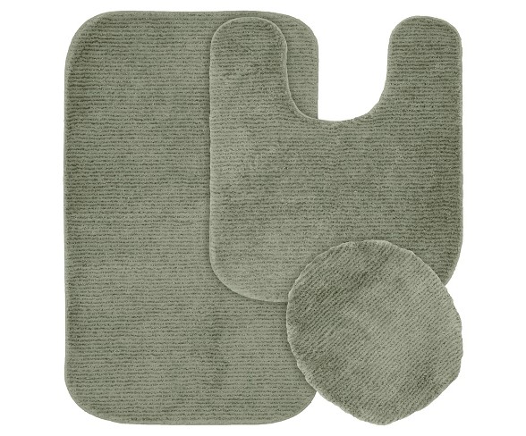 Garland 3 Piece Glamor Nylon Washable Bath Rug Set - Deep Fern