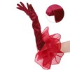 INSPIRE CHIC Women's Velvet Tulle Puff Oversized Ruffled Opera Gloves - 3 of 4