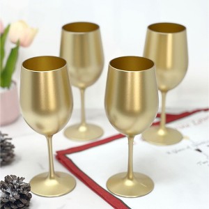 FONTOI Metallic Gold Color Wine Glasses Set of 4 12oz, BPA Free Acrylic Wine Glass Set, Unbreakable Red Wine Glasses, Gold, 8"*6"*6" - 1 of 4
