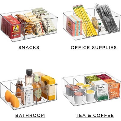 Clear Plastic 4-Compartment Organizer Bins for Kitchen & Pantry