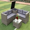 Nestfair 4pc Brown Wicker Outdoor Sectional Set Gray - 3 of 4