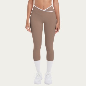 Anna-Kaci Active Women's High Waist Crossover Leggings with Contoured Fit and V-Shaped Waistband - 1 of 4