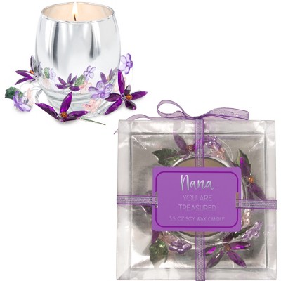 Pavilion Gift Company - Nana Purple Flower - 3.5 oz 100% Soy Wax Candle Scent: Jasmine - Flame Candles