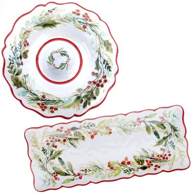 Certified International 2pc Christmas Gatherings Melamine Appetizer Platter Set