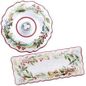 Certified International 2pc Christmas Gatherings Melamine Appetizer Platter Set - 1 of 4